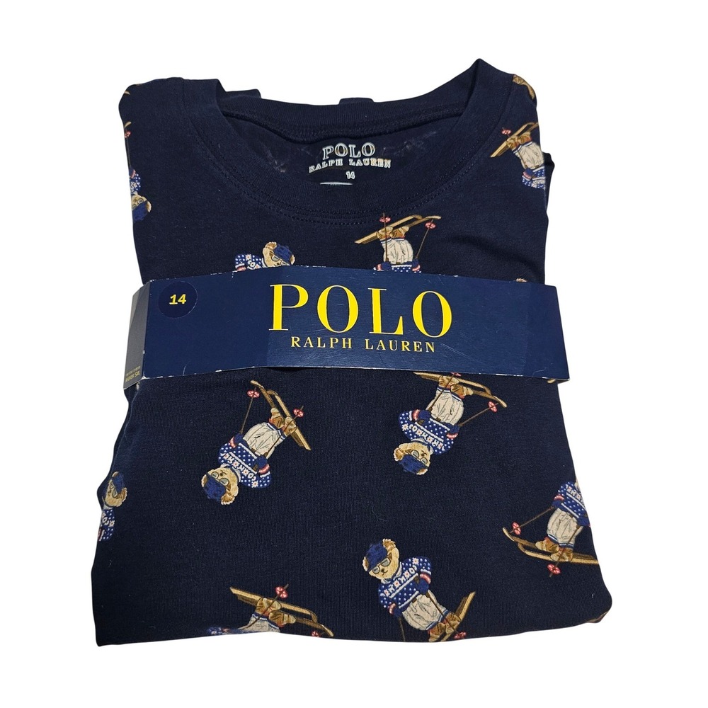Polo Ralph Lauren‎ Boys Polo Bear Ski Navy Pajama Set Size 14 (2-Piece Set) NEW